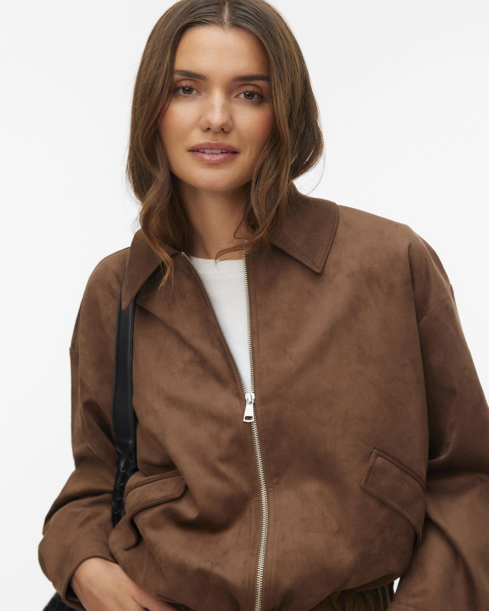VMSALINA FAUX SUEDE BOMBER JACKET